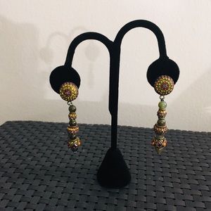 Heidi Daus Dangling Natural Jade Swarovski Pair